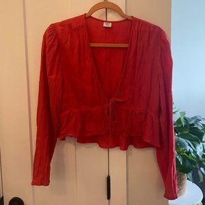 Sunday Best Tie Front Cropped Blouse